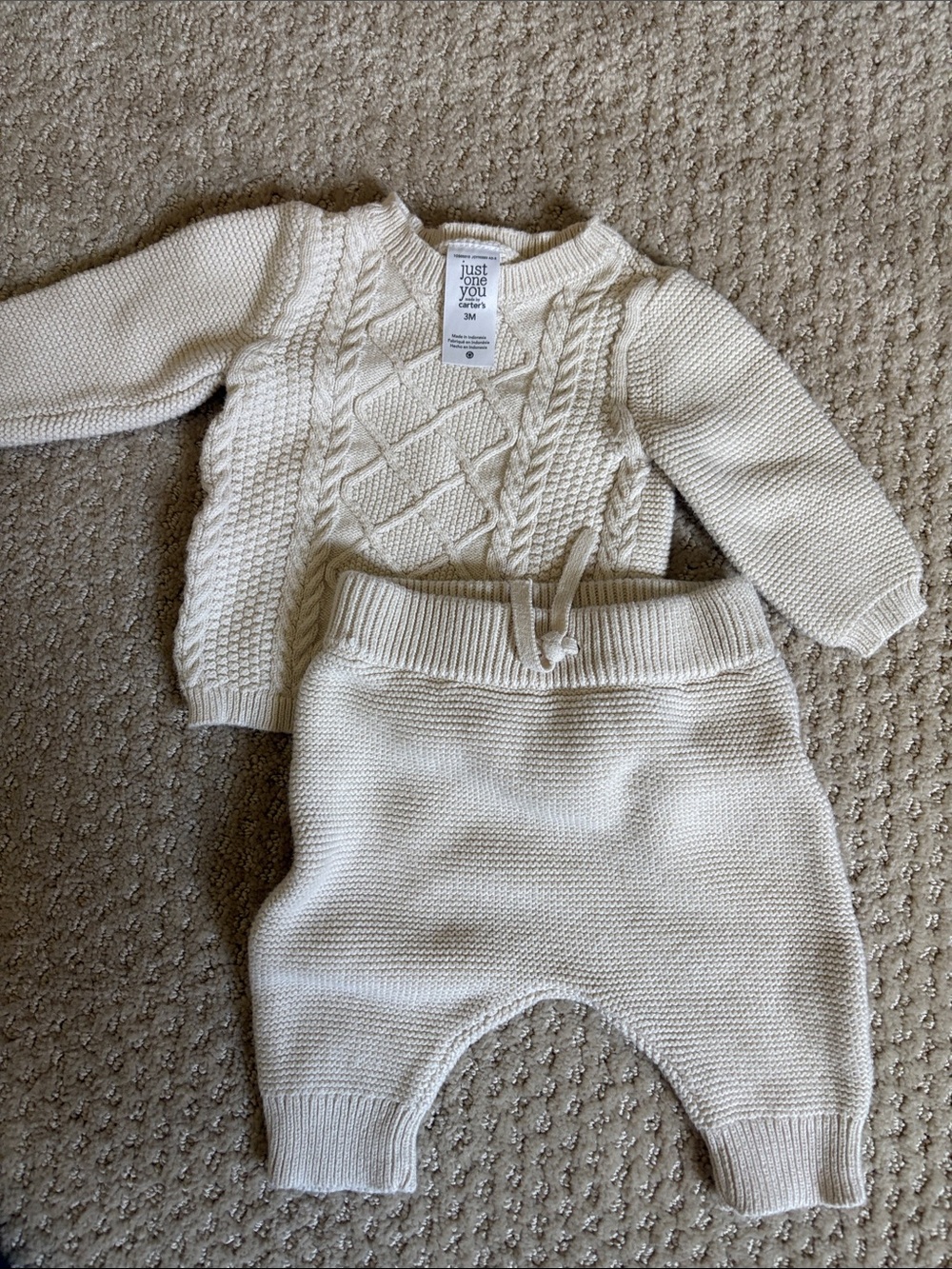 Carter's Cream Cable Knit Sweater & Pants Set
